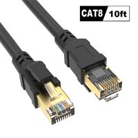 Ethernet Cable Cat 8 10ft, High Speed 26AWG Cat8 LAN Network Cable 10 feet 40Gbps, 2000Mhz with Gold Plated RJ45 Connector, Heavy Duty Weatherproof S/FTP UV Resistant for Modem