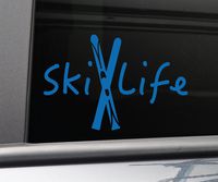Nashville Decals Ski Life Skiing Skier Vinyl Decal Laptop Car Truck Bumper Window Sticker, 5" x 7.5", Blue