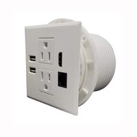 Tabletop & Conference Room Power Grommet Outlet, FITS 3 1/8" - 3 1/4", 2 (TR) AC Outlets, 2 USB Charging Ports, 1 CAT 6, 1 HDMI, ETL Listed (WHITE - 3.15" - 3.25" - DC-8589)