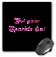 3D Rose"Get Your Sparkle OnHot Pink Groovy Text On BlackFun Girly Faux Glitter Non Sparkly Graphic" Matte Finish Mouse Pad - 8 x 8" - mp_112989_1