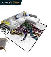 YucouHome Batik Floral Area Rug for Kids Room, Digital Big Elephant Figure with Floral Lines and Tribal Shapes Wild Life Theme Image, Fashionable High Class Living Dinning Room(2'x 3') Multicolor