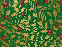 Pack of 1, Gold Holly Gift Wrap 24" x 417' Gift Wrap Half Ream Roll for Holiday, Party, Kids' Birthday & Special Occasion Packaging