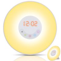 PRITTS Wake Up Light Alarm Clock 5 Colors Sunrise Simulation FM Radio Nature sound USB charger