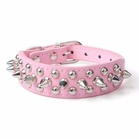 Axchongery Pet Collars, Adjustable Dog Rivet Spiked Studded Neck Strap Puppy Necklace (Pink, 2XS = 2.5cm30cm)
