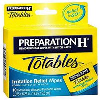 Preparation H Totables, Hemorrhoidal Wipes with Witch Hazel 10 ct (Quantity of 6)