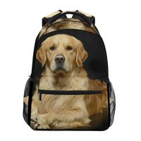 ColourLife Backpack School Bags Golden Retriever Lying On Black Laptop Book Bag for Men Women Kids Boys Girls