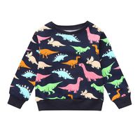 kaiCran Baby Unisex Sweatshirt,Kids Long Sleeve Cartoon Dinosaur Print Cute Autumn Pullover Tops (Navy, 90(18-24 Months))