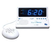 SONIC ALERT Rise 'n Shine Alarm Clock with Dual Alarms, Powerful Bed Shaker and USB Charging - SBT625SS