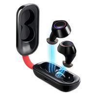 Ailicam True Wireless Earbuds Bluetooth 5.0 IPX6 Waterproof 25 Hours Playtime, TWS Noise Cancelling Earphones Instant Pairing with Mic and Charging Case (Black)