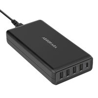 111W USB C Power Delivery Charger, 5 Ports USB Type C AC Power Adapter with 87W PD Charger Port, 4 USB Charger Port (Total 24W) and UL Standard Power Cord for MacBook Pro, Google Pixel 2