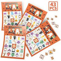 KD KIDPAR Halloween Bingo Cards Game Set for Kids and Whole Family - 32 Players, Reusable and Easy Read