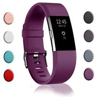 Bands Replacement Compatible for Fitbit Charge 2, Adjustable Wrist Accessories Sport Wristbands for Women&Men (Deep Purple-D, Large)
