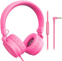 Puro Sound Labs PuroBasic Volume Limiting Wired Headphones for Kids, Boys, Girls 2+ Foldable & Adjustable Headband, Compatible with iPad, iPhone, Android, PC & Mac, Pink