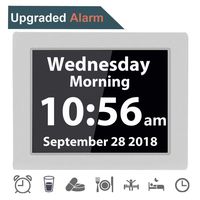[12 Alarms] Digital Day Alarm Clock Electronic Calendar Large Clocks Reminder for Memory Loss Elderly Seniors Dementia Sufferers Alzheimers Products Wall Vision Impaired Patients Kids Room (8'' White)