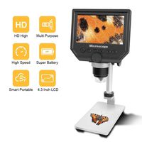 600X LCD Digital Microscope with 4.3" Screen Display and Metal Bracket, Cainda 3.6 MP HD Screen 720P Video Record Microscope Camera for Kids Boys Girls Students Adults Gift