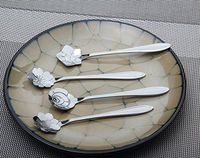 Efbock Stainless Steel Spoon Coffee Latte Ice Cream Cocktail Scoop 1set(5pcs/set) (silver)