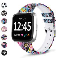 REYUIK Floral Bands Compatible Fitbit Versa/Versa 2/Lite/Special Edition, Silicone Fadeless Pattern Breathable Replacement for Fitbit Versa Lite SE Band (Colorful Jellyfish, Small Size: 4"-6.1")