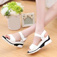 Hemlock Women's Summer Mid Heeled Sandals Shoes Ladies Sandals (US:8, White)