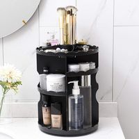 Kimbird 360 Rotating Makeup Organizer, DIY Adjustable Makeup Carousel Spinning Holder Storage Rack, Large Capacity Make Up Caddy Shelf Cosmetics Organizer Box, Great for Countertop, Black