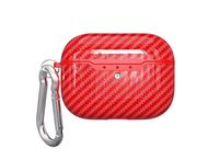 MEIQING Airpods Pro Case with Keychain Ultra Slim Waterproof Shockproof Carbon Fiber Texture Protective Cover for Airpods Pro / 3 Generation Charging Accessories (red)