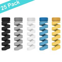 Arsmat 25 Pack Twist Cable Protector, Silicone Charger Cable Saver for iPhone, iPad, MacBook Charger Cable, 5 Colors(Black, Blue, White, Yellow, Grey)