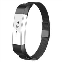POY Compatible for Fitbit Alta Bands, Stainless Steel Metal Replacement Bracelet Strap with Unique Magnet Lock for Fitbit Alta and Fitbit Alta HR Black Large
