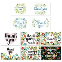 Ohuhu 24 Watercolor Thank You Cards + Ohuhu 48 Floral Thank You Cards, 10 Design of Assorted Thank U Greeting Note Card with Envelopes and Stickers for All Occasions, Blank Inside, 4 x 6 Inch