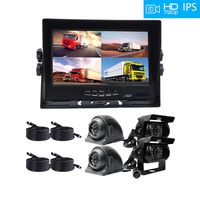 JOINLGO 4 Channel Car Backup Camera System 7 inches AHD IPS Monitor Build-in DVR Recorder with Quad Split Screen Kit 720P AHD Side Rear View Camera for Truck Van Trailers Camper Bus RV