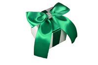 Tkdream 3" Cube White Gift Box Satin Bow Rhinestone Trim Assembled Emerald Green Color & Pack of 5
