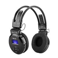 Wireless Headset Headphone, Foldable Black Comfortable Soft Over Ear LED Support TF Card Sport earphone (Black)