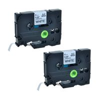 KCMYTONER 2 Pack Black on White 6mm 1/4" Width Laminated Label Tape Compatible for Brother TZe-211 TZe211 TZ-211 TZ211 for P-Touch Label Makers GL-100 PT-D210 PT-D600 PT-D450 PT-1600 PT-P750W PT-E300