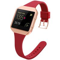 YiJYi Slim Bands Compatible with Fitbit Blaze,Thinner Soft Silicone Band with Metal Frame Replacement Wristband for Women Men Small Large (Large(6.3"-8.3"), Rose Red/Rose Gold Frame)