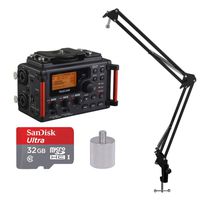 Tascam DR-60DmkII Portable Digital Recorder w Knox Boom Arm Stand & 32 Gig Micro SD Card