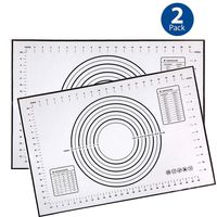 2PCS Silicone Pastry Mat Non Slip with Measurement Fondant Mat, Counter Mat, Dough Rolling Mat, Oven Liner, Pie Crust Mat-Black (16''(W)24''(L))