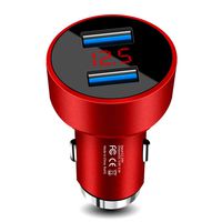 DEALPEAK 3.1A aluminum Dual USB Car Charger With LED Voltage Digital Display Safety Hammer Window Breaker Emergency Tool (Color : Red)