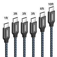 USB Type C Cable, FONKEN USB C to USB A Nylon Braided Fast Charging Cable [6-Pack, 1FT 3.3FTx3 6.6FT 10FT] USB C Cable Compatible Samsung Galaxy S9 S8 Note8, New MacBook, Google Pixel, LG G6, Moto Z2