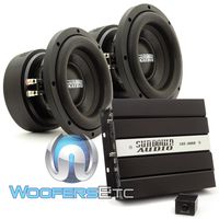 pkg Sundown Audio SAE-600D Monoblock 600 Watts RMS Digital Class D Amplifier + (2) Sundown Audio E-8 V.5 D4 8" 300 Watts RMS Dual 4-Ohm EV.5 Series Subwoofers