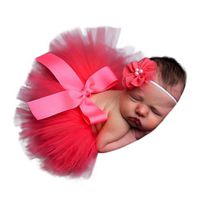 Sunbona Newborn Photography Props,Baby Girl Photo Prop Lace Tutu Skirt Dress Headband Outfit Clothes Set (B)