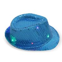 FEDBNET LED Light Up Sequin Fedora Hats, Light Up Hat for Rave and Costume Parties Unisex Bright LED Light Up Blinking Flashing Sequin Jazz Cap Party Hat Suitable for Xmas Party Concert Stage Show