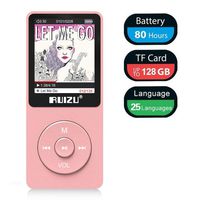 Mp3 Player, RUIZU X02 Ultra Slim Music Player with FM Radio, Voice Recorder, Video Play, Text Reading, 80 Hours Playback and Expandable Up to 128 GB (Rose)