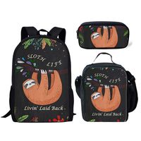 ELEQIN Cute Sloth Animal Tropical Floral Backpack for School Girls Boys Teens Bookbag Set 3 Piece Women Laptop Casual Daypack