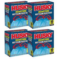 Husky HK30DS050BU 30-Gallon Drawstring Recycling Blue Bags, 50 Count (4 Pack)
