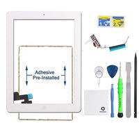 Fixcracked Touch Screen Replacement Parts Digitizer Glass Assembly for Ipad 2 + WiFi Antenna Cable & Professional Tool Kit (White)