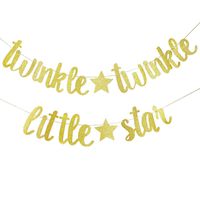 Twinkle Twinkle Little Star Banner- Birthday Party Baby Shower Party Decorations (Gold)