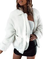 PRETTYGARDEN Women's Fashion Long Sleeve Lapel Zip Up Faux Shearling Shaggy Oversized Coat Jacket with Pockets Warm Winter (White, XXX-Large)