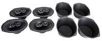 Skar Audio SK69 6" X 9" 350W 3 Way Coaxial Speakers (2 Pairs) with Two Pairs of 6" X 9" Universal Speaker Baffles