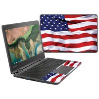 MightySkins Skin Compatible with Lenovo 300e Chromebook 11.6" (2018) - American Flag | Protective, Durable, and Unique Vinyl Decal wrap Cover | Easy to Apply, Remove | Made in The USA