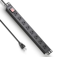 POWERADD PDU Power Strip PDU Reckmount with 8 Wide-Spaced Outlets1U Rackmount 6.5ft Heavy Duty Cord 2500W 