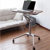 Tilt Top Overbed Table Aluminum Alloy Bracket Can Be Moved Computer Desk Desk with Wheels Adjustable Height,Brown