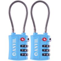TSA Approved 3 Digit Luggage Cable Locks, Small Combination Padlock Ideal for Travel - 4 Pack (BLUE 2 PACK)